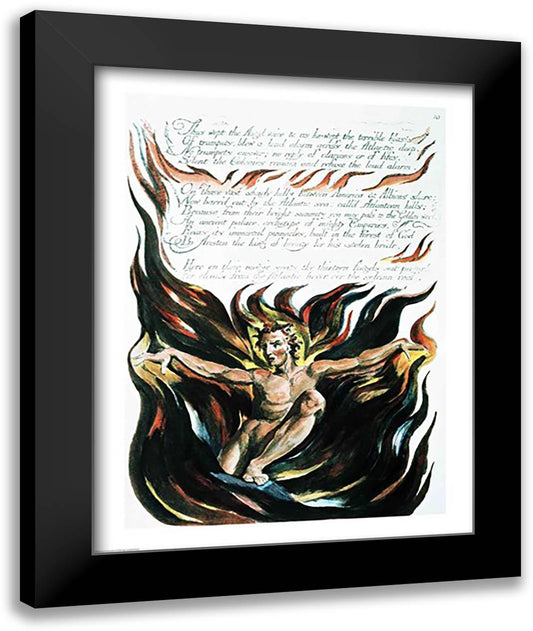 America a Prophecy; 'Thus wept the Angel voice', the emergence of Orc 22x28 Black Modern Wood Framed Art Print Poster by Blake, William