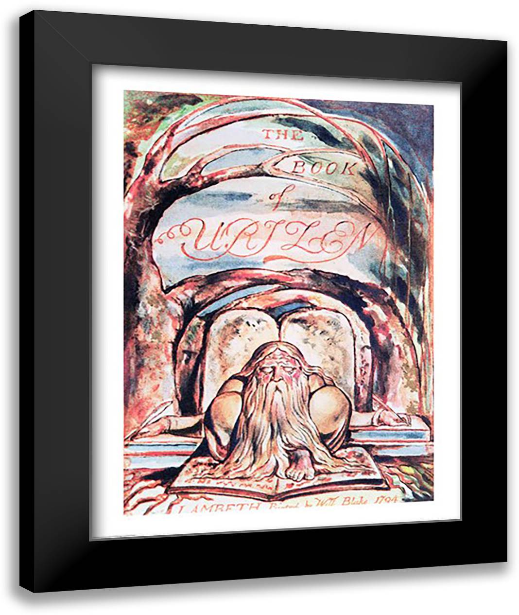 The First Book of Urizen; title page, showing Urizen 22x28 Black Modern Wood Framed Art Print Poster by Blake, William