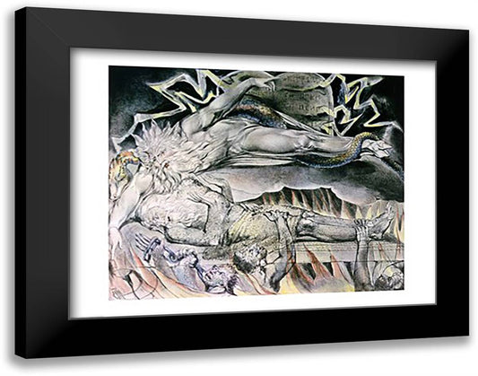 Illustrations of the Book of Job; Job's Evil Dreams 28x22 Black Modern Wood Framed Art Print Poster by Blake, William