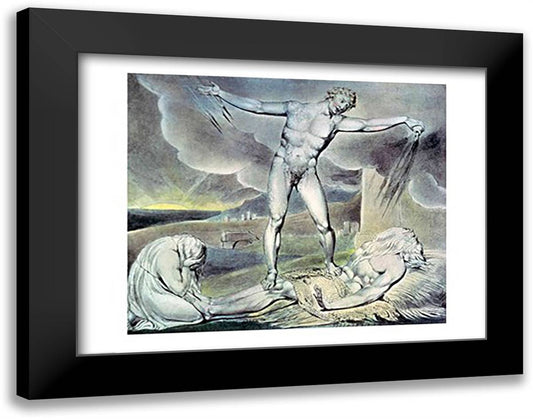 Illustrations of the Book of Job; Satan smiting Job with Sore Boils, 1825 28x22 Black Modern Wood Framed Art Print Poster by Blake, William