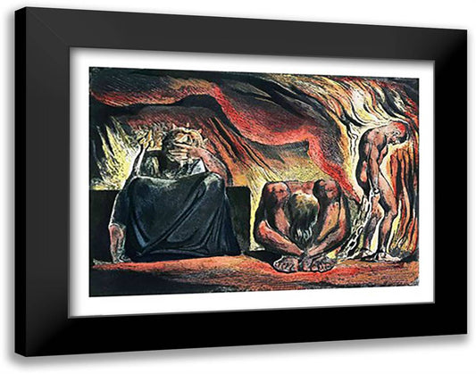 Jerusalem The Emanation of the Giant Albion; Vala, Hyle and Skofeld, showing the crowned Vala 28x22 Black Modern Wood Framed Art Print Poster by Blake, William