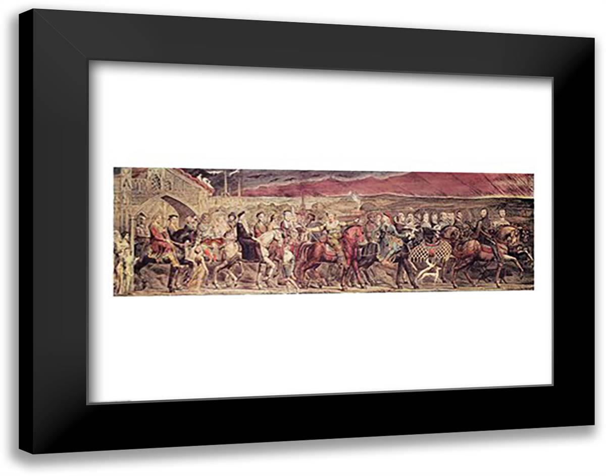 Chaucer's Canterbury Pilgrims ,1810 28x22 Black Modern Wood Framed Art Print Poster by Blake, William