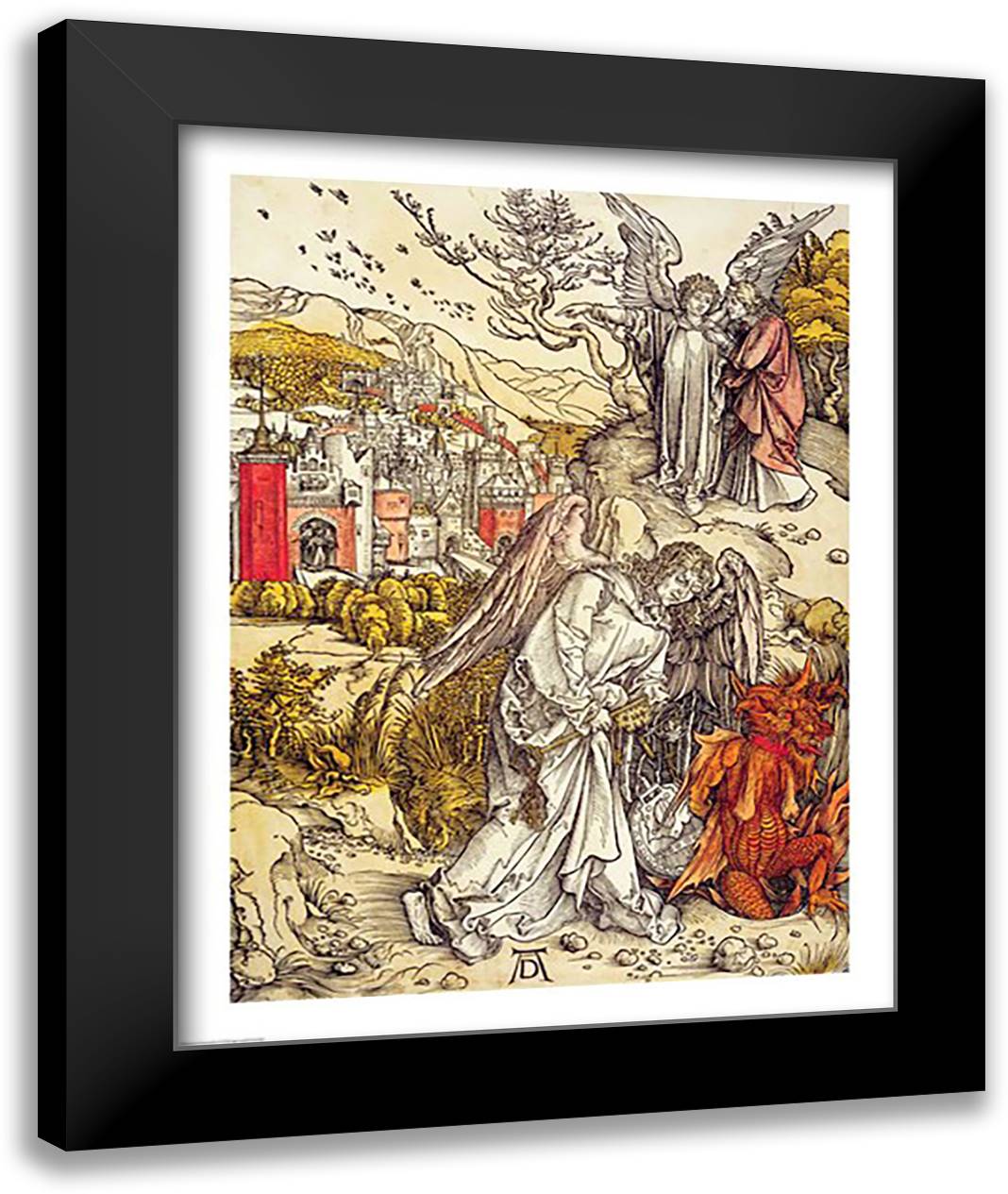Angel with the Key of the Abyss, 1498 22x28 Black Modern Wood Framed Art Print Poster by Durer, Albrecht