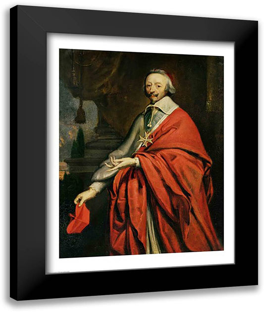 Portrait of Cardinal de Richelieu 22x28 Black Modern Wood Framed Art Print Poster by Champaigne, Philippe De