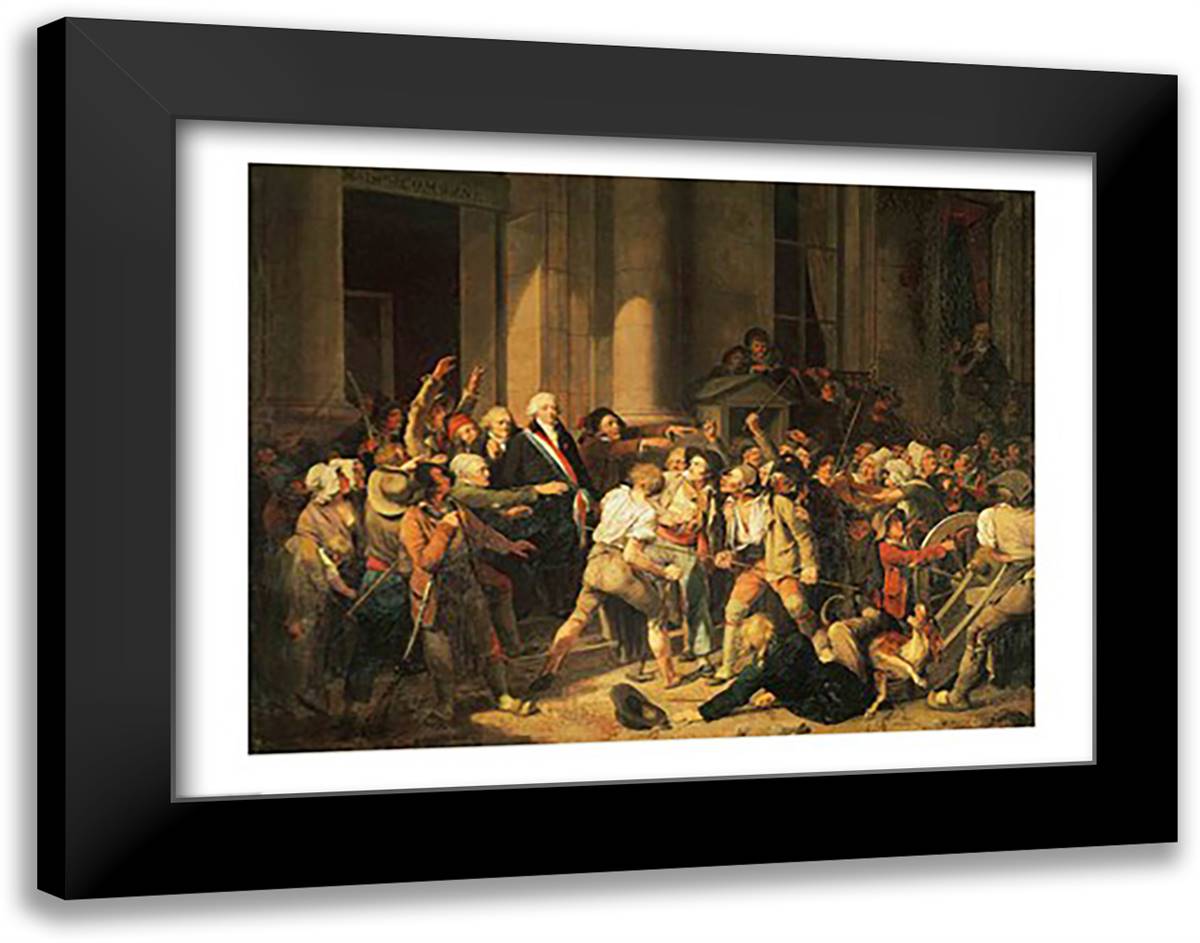 Act of Courage of Monsieur Defontenay, Mayor of Rouen 28x22 Black Modern Wood Framed Art Print Poster by Boilly, Louis-Leopold