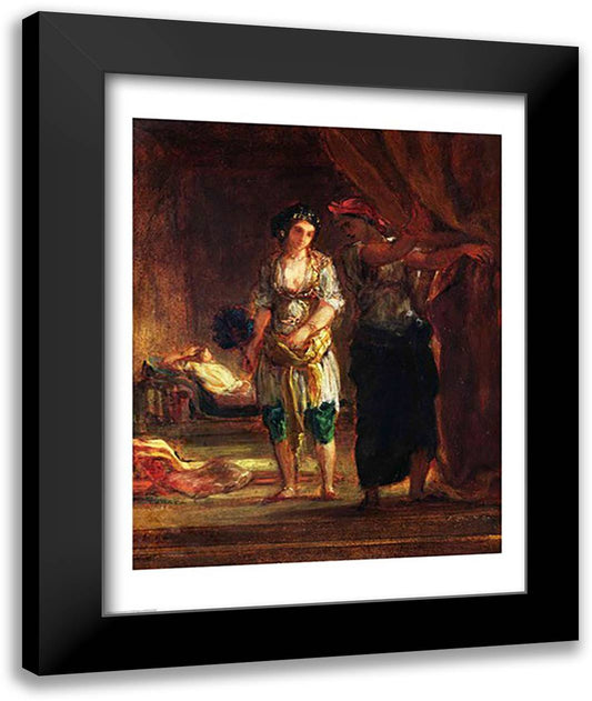 Interior of a Harem in Oran 22x28 Black Modern Wood Framed Art Print Poster by Delacroix, Eugene