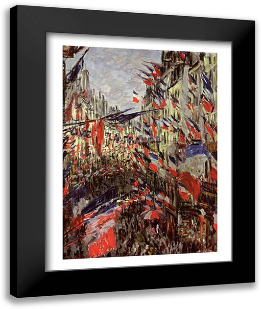 The Rue Saint-Denis, Celebration of June 30, 1878 22x28 Black Modern Wood Framed Art Print Poster by Monet, Claude