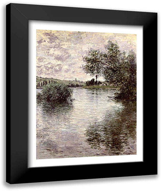 The Seine at Vetheuil, 1879 22x28 Black Modern Wood Framed Art Print Poster by Monet, Claude