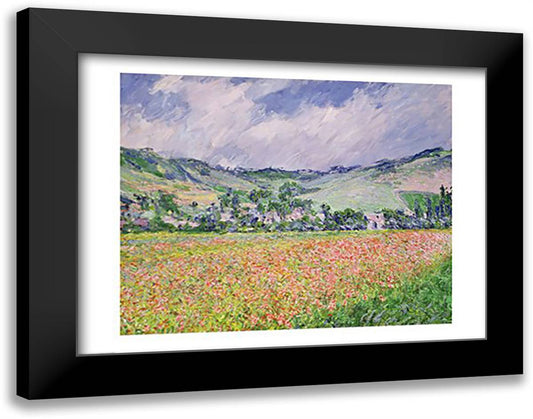 The Poppy Field near Giverny, 1885 28x22 Black Modern Wood Framed Art Print Poster by Monet, Claude