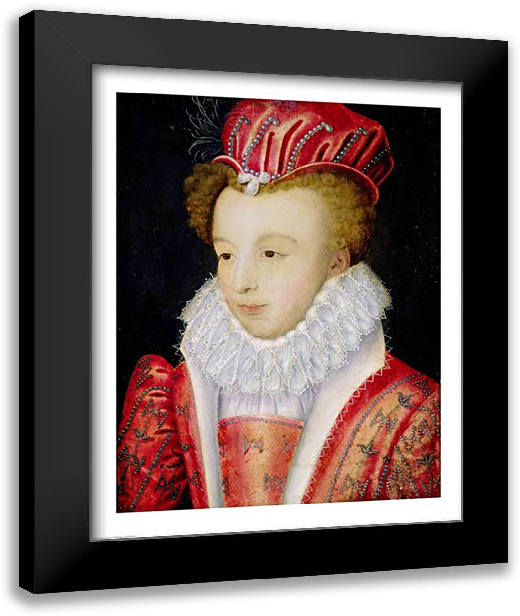 Marguerite de Valois 22x28 Black Modern Wood Framed Art Print Poster by Clouet, Francois