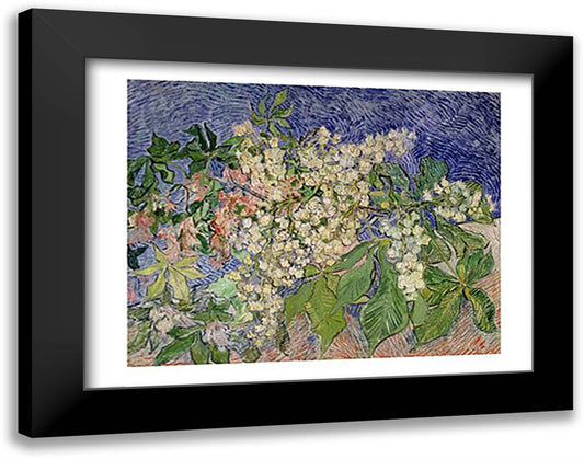Blossoming Chestnut Branches, 1890 28x22 Black Modern Wood Framed Art Print Poster by Van Gogh, Vincent
