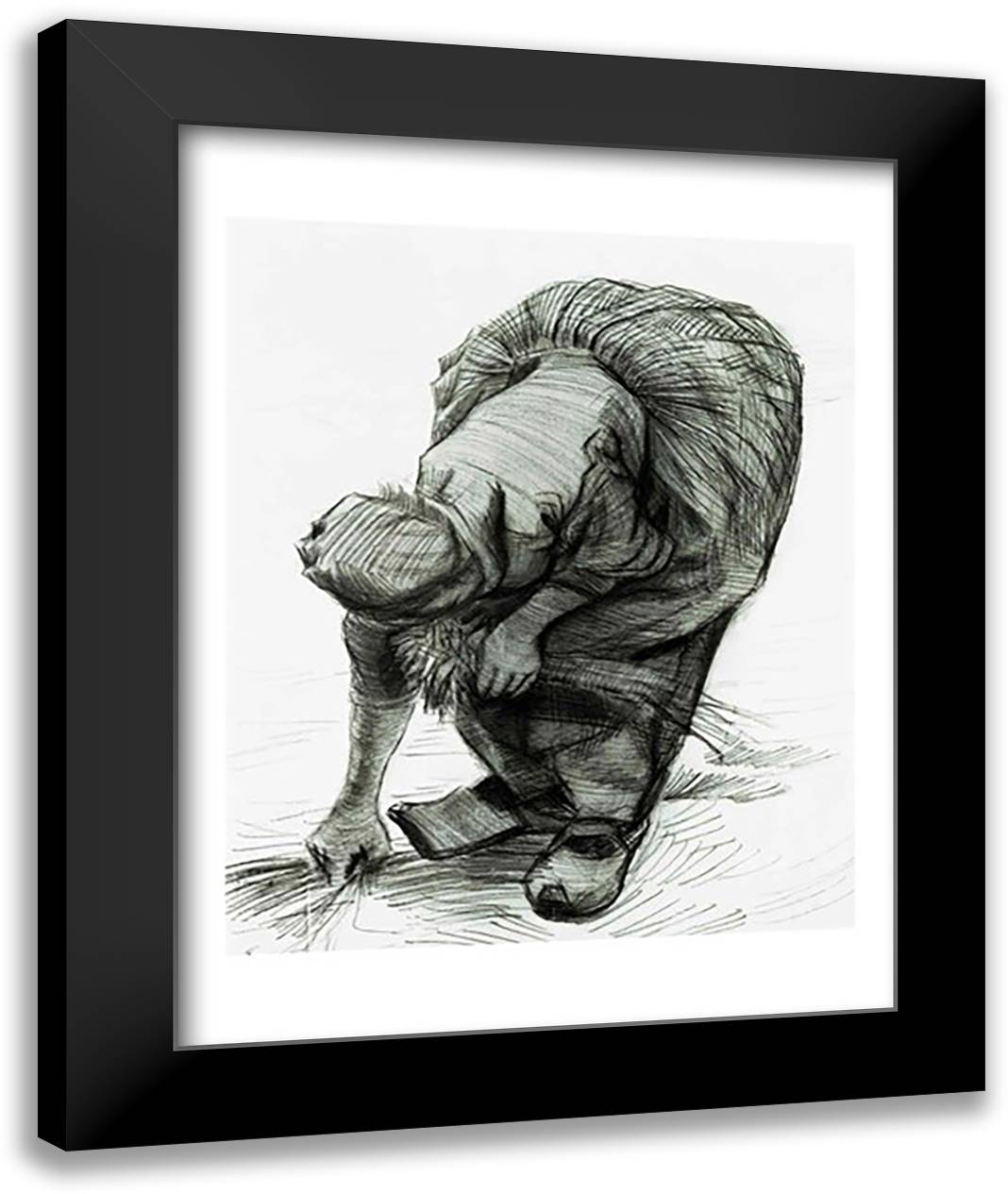 Peasant Woman Gleaning, 1885 22x28 Black Modern Wood Framed Art Print Poster by Van Gogh, Vincent