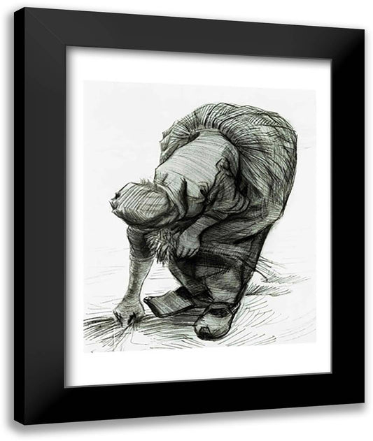 Peasant Woman Gleaning, 1885 22x28 Black Modern Wood Framed Art Print Poster by Van Gogh, Vincent