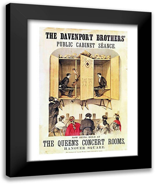 Poster advertising a psychic performance by the Davenport Brothers, 1865 22x28 Black Modern Wood Framed Art Print Poster