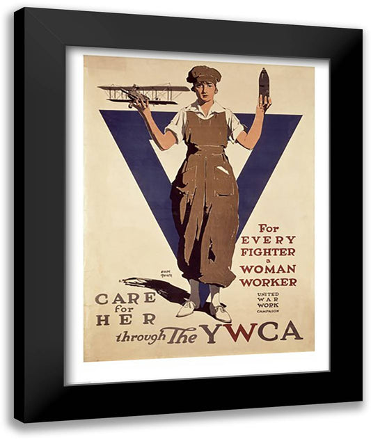For Every Fighter a Woman Worker YWCA 22x28 Black Modern Wood Framed Art Print Poster