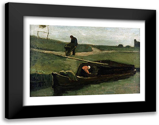 The Peat Boat, 1883 28x22 Black Modern Wood Framed Art Print Poster by Van Gogh, Vincent