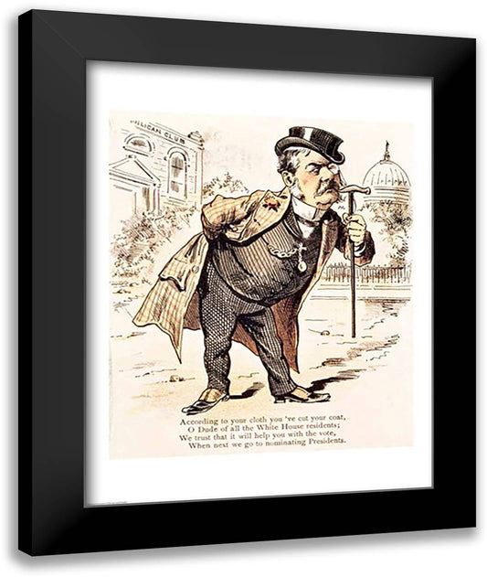 Caricature of Chester Alan Arthur, c.1883 22x28 Black Modern Wood Framed Art Print Poster