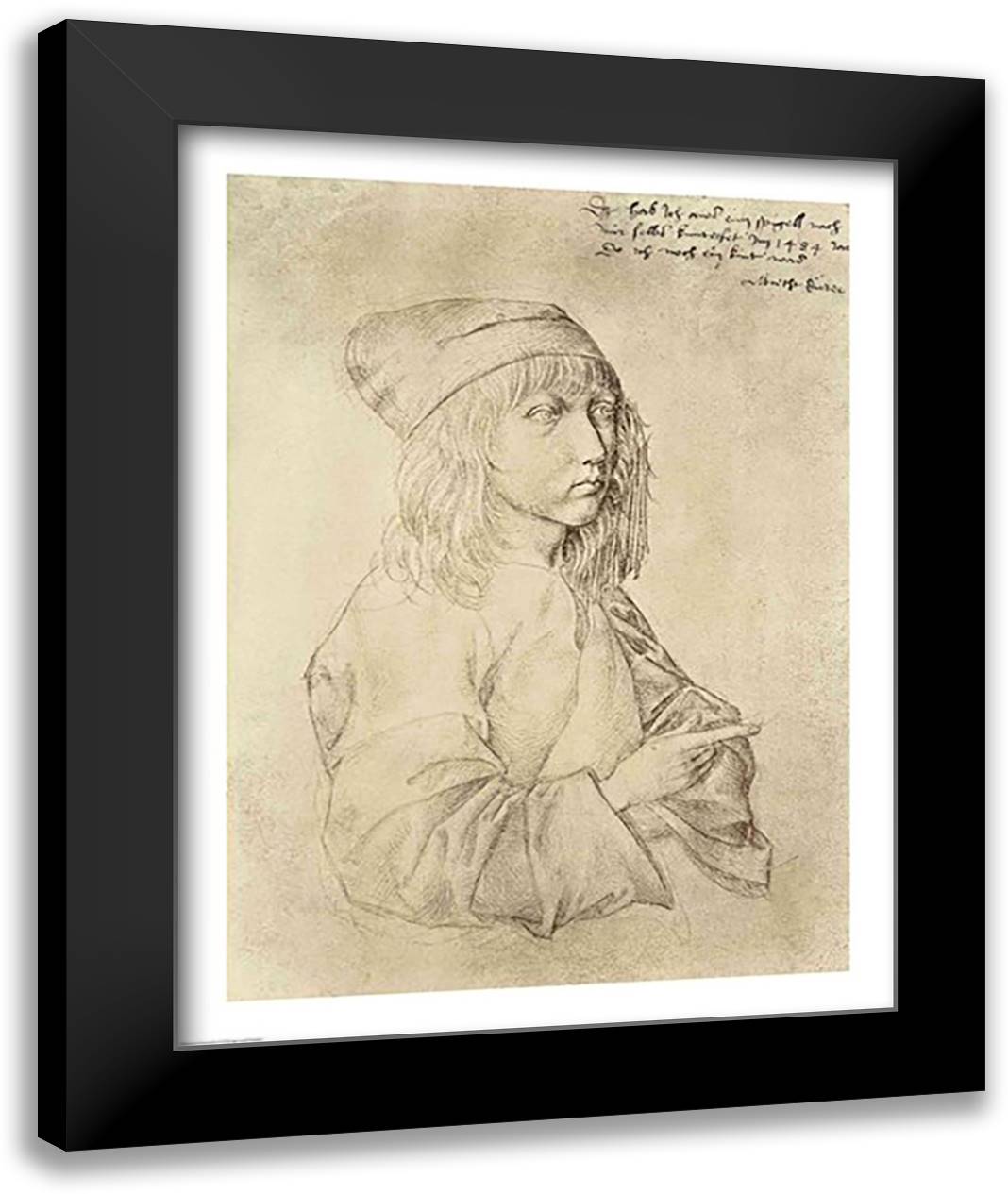 Self portrait at the age of thirteen, 1484 22x28 Black Modern Wood Framed Art Print Poster by Durer, Albrecht