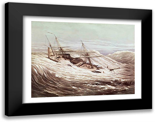 The Mississippi Steam Frigate in a Typhoon 28x22 Black Modern Wood Framed Art Print Poster