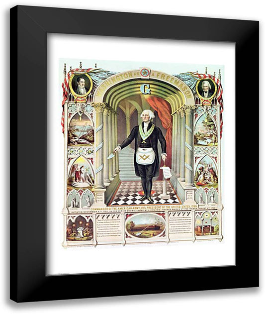 George Washington as a Freemason 22x28 Black Modern Wood Framed Art Print Poster