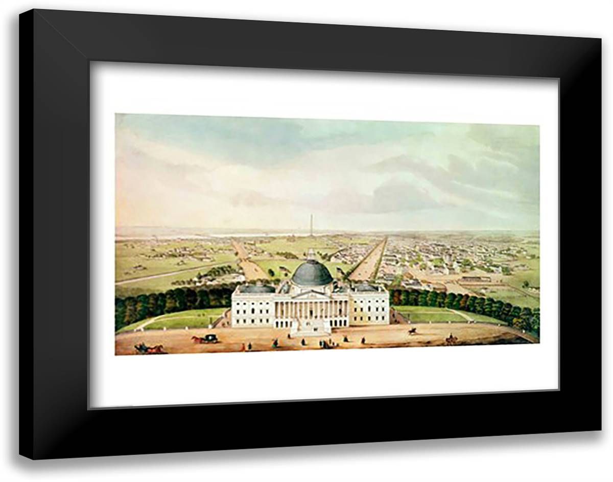 View of Washington 28x22 Black Modern Wood Framed Art Print Poster