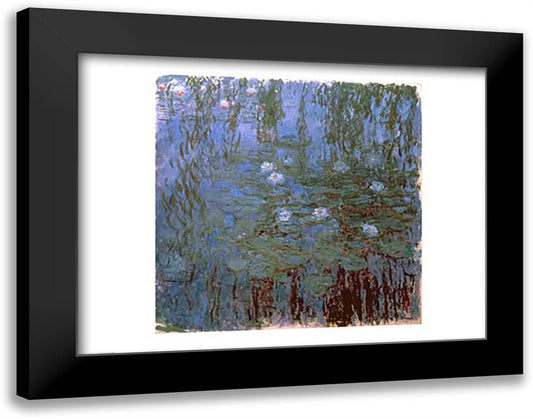 Blue Nympheas 28x22 Black Modern Wood Framed Art Print Poster by Monet, Claude