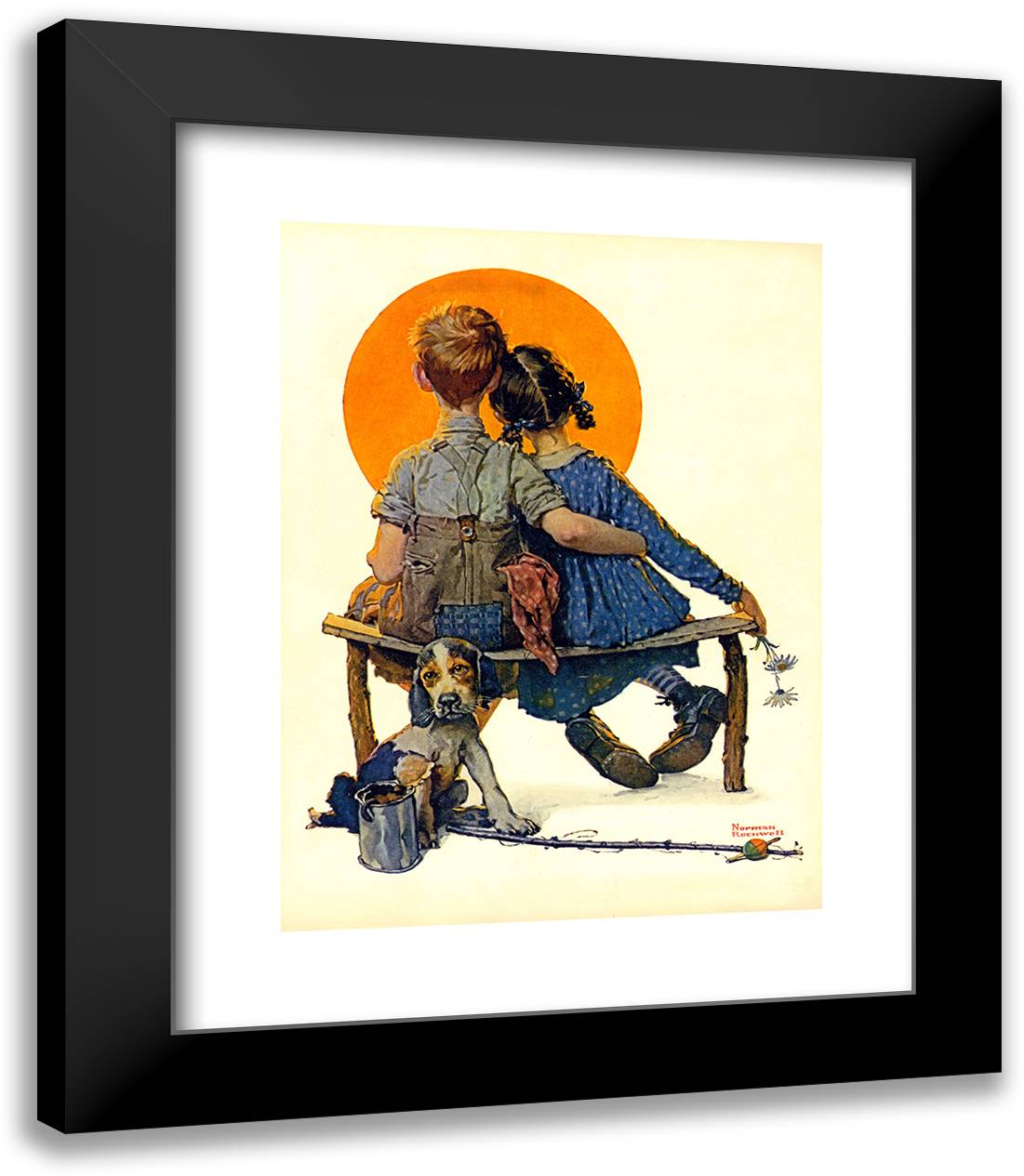 Sunset 16x19 Black Modern Wood Framed Art Print Poster by Rockwell, Norman