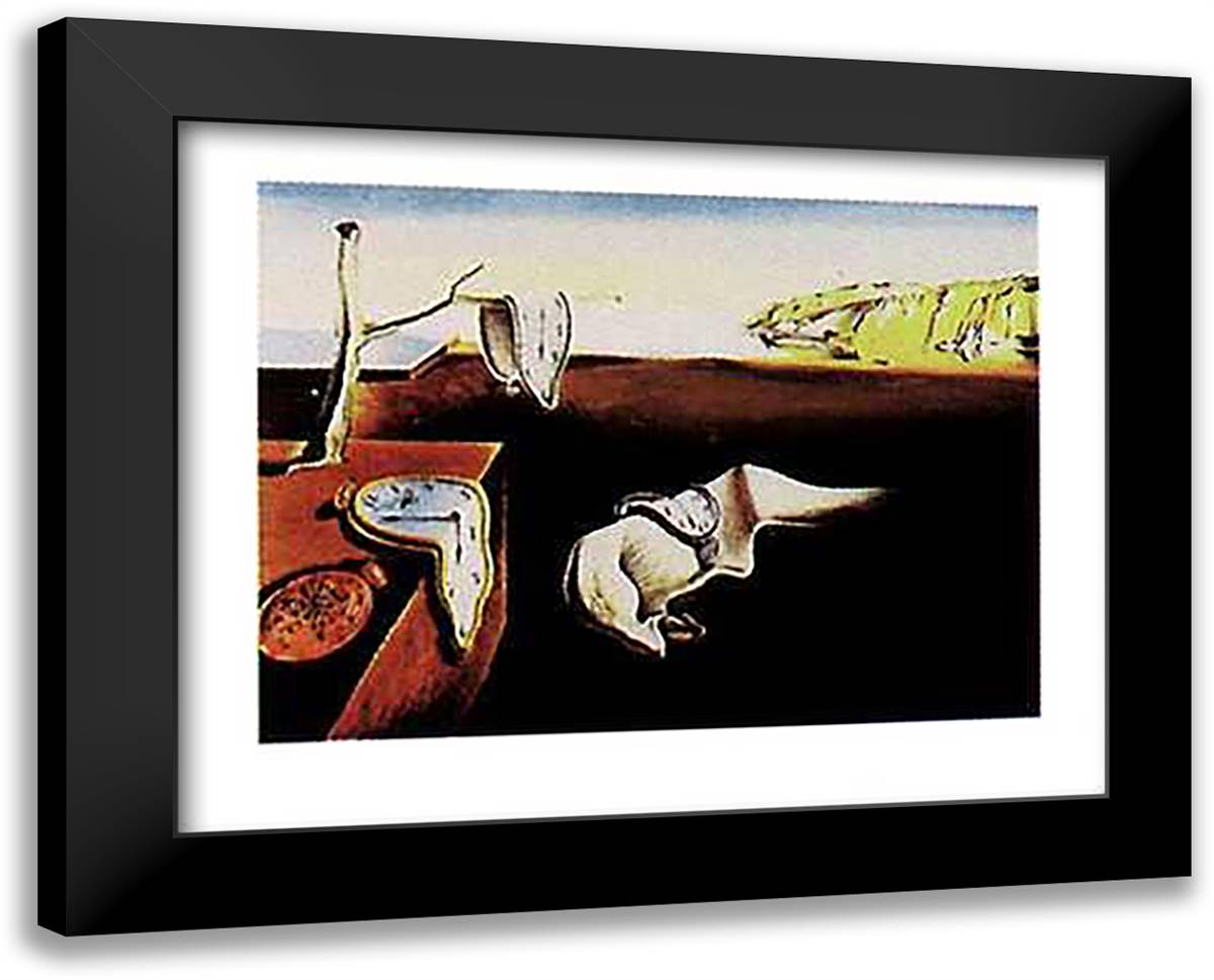 Persistence of Memory 32x26 Black Modern Wood Framed Art Print Poster by Dali, Salvador