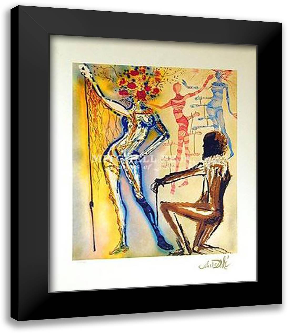 Ballet of Flowers 27x38 Black Modern Wood Framed Art Print Poster by Dali, Salvador