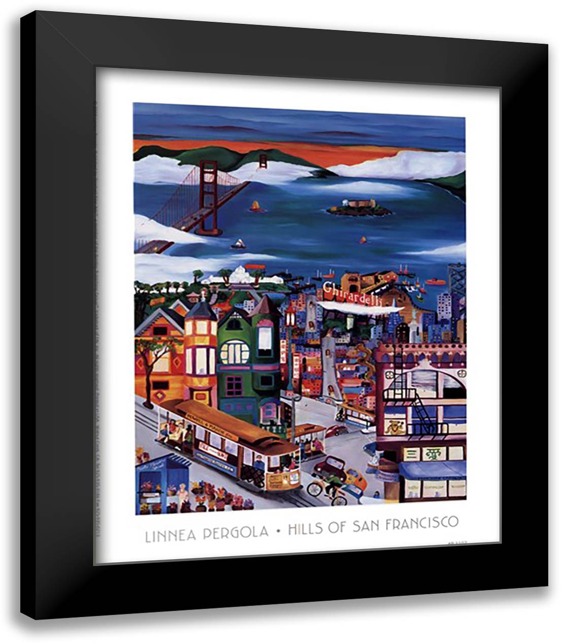 Hills of San Francisco 15x18 Black Modern Wood Framed Art Print Poster by Pergola, Linnea