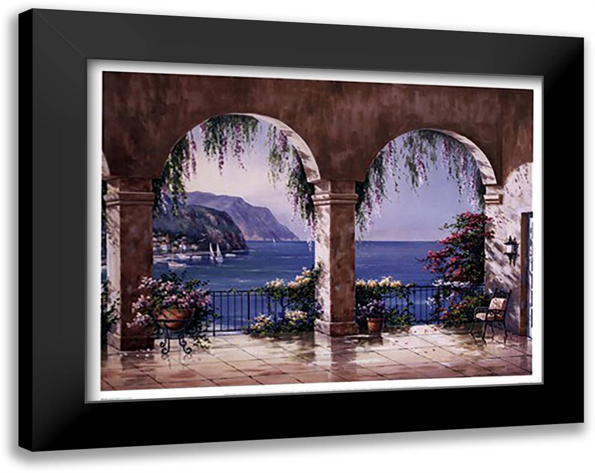 Mediterranean Arch 21x17 Black Modern Wood Framed Art Print Poster by Kim, Sung