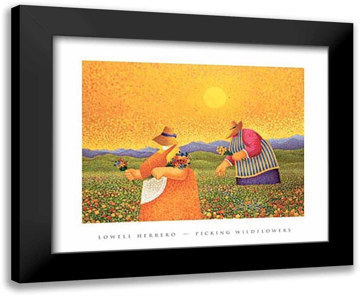 Picking Wildflowers 34x28 Black Modern Wood Framed Art Print Poster by Herrero, Lowell