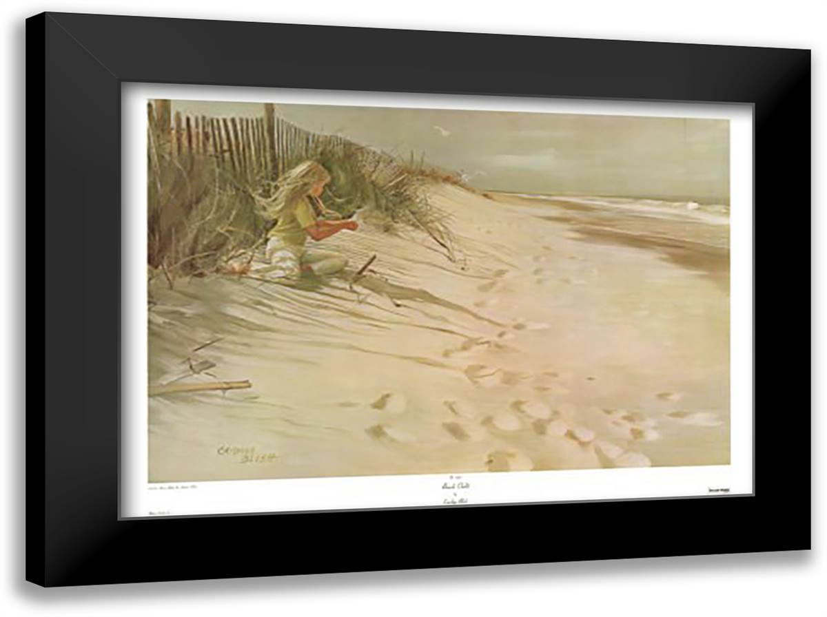 Beach Child 37x27 Black Modern Wood Framed Art Print Poster by Blish, Carolyn