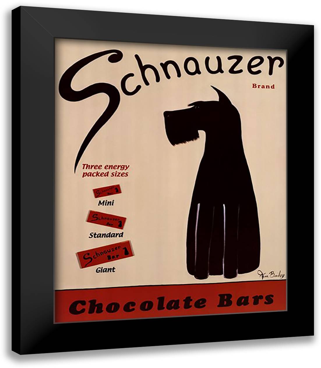 Schnauzer Bars 26x32 Black Modern Wood Framed Art Print Poster by Bailey, Ken