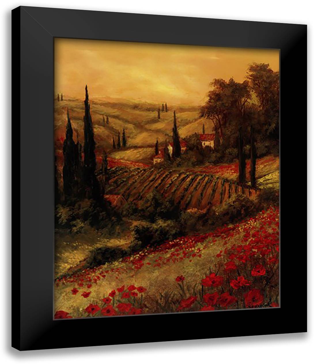 Toscano Valley II 26x32 Black Modern Wood Framed Art Print Poster by Fronckowiak, Art