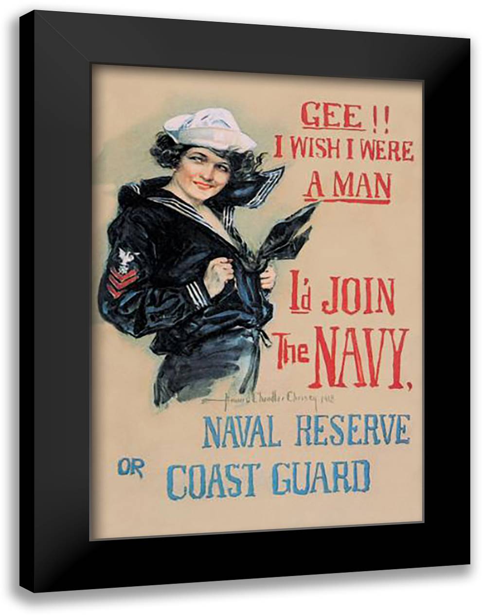 Gee!! I Wish I Were a Man 24x33 Black Modern Wood Framed Art Print Poster by Christy, Howard