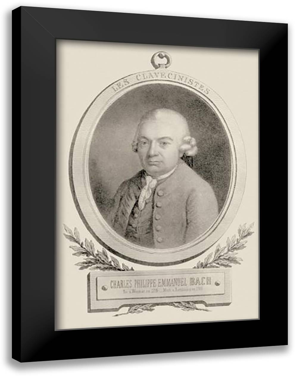 Charles Philippe Emmanuel Bach 24x33 Black Modern Wood Framed Art Print Poster by Thomas, Theodore