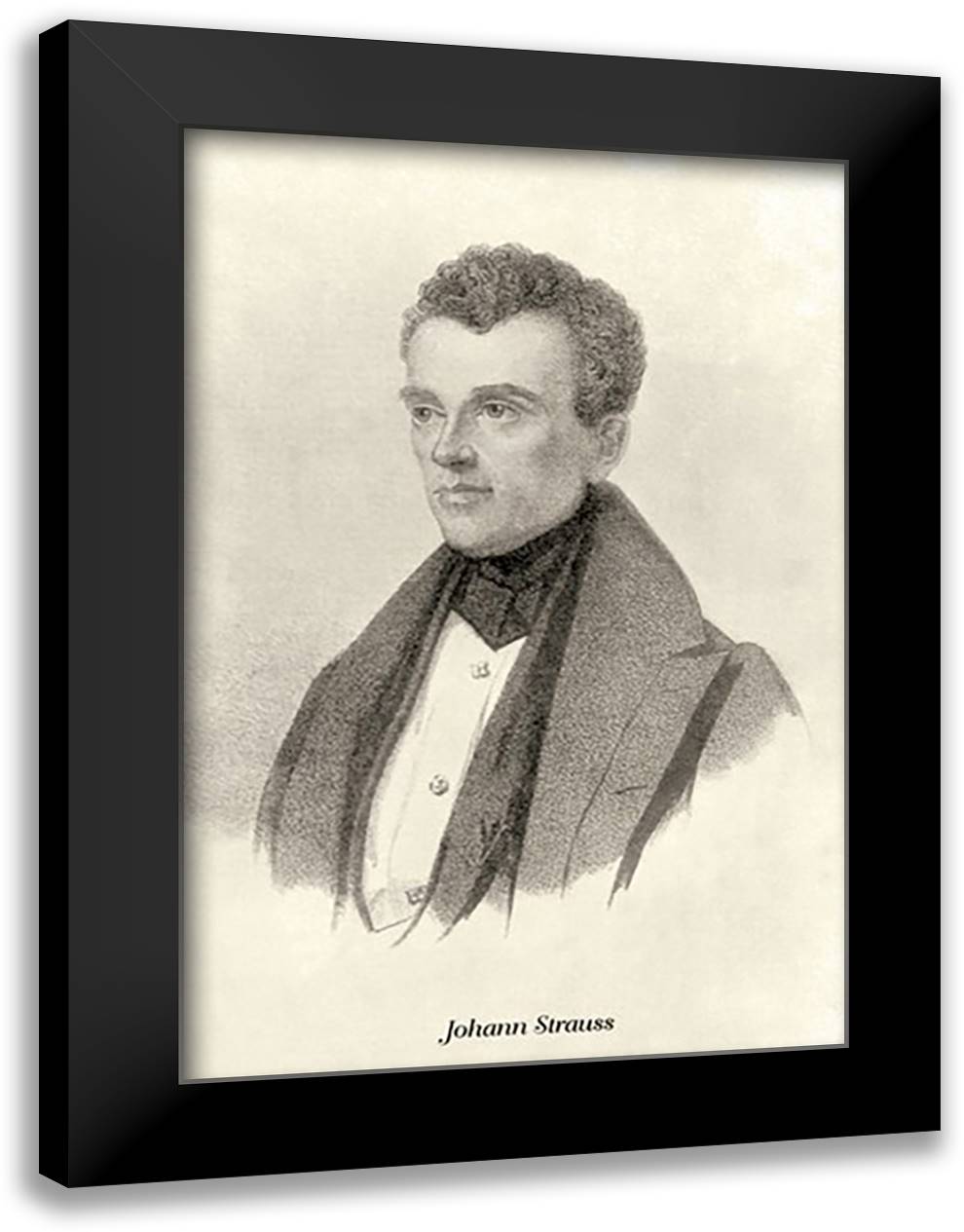 Elder Johann Strauss 24x33 Black Modern Wood Framed Art Print Poster by Thomas, Theodore