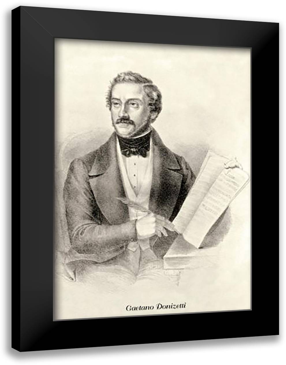 Gaetano Donizetti 24x33 Black Modern Wood Framed Art Print Poster by Thomas, Theodore
