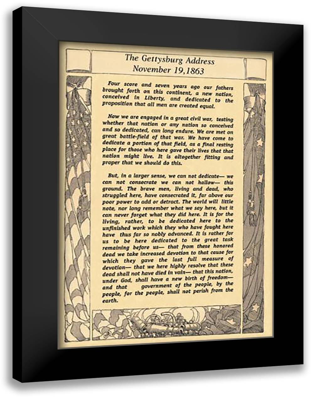 Gettysburg Address 24x33 Black Modern Wood Framed Art Print Poster