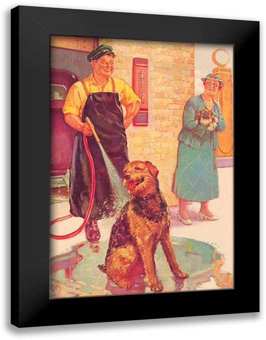 Dog Wash 16x22 Black Modern Wood Framed Art Print Poster