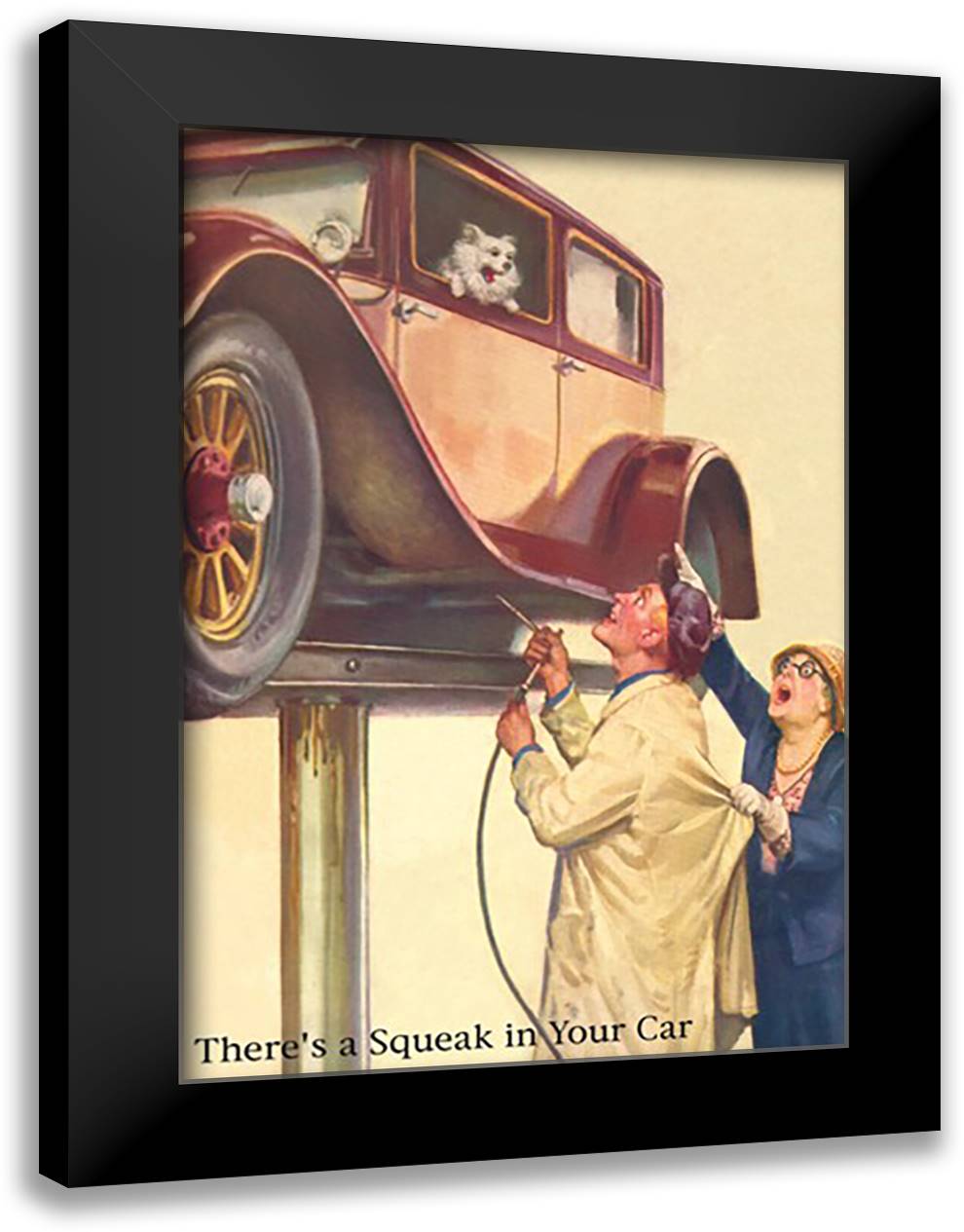 There's a Squeak in Your Car 16x22 Black Modern Wood Framed Art Print Poster