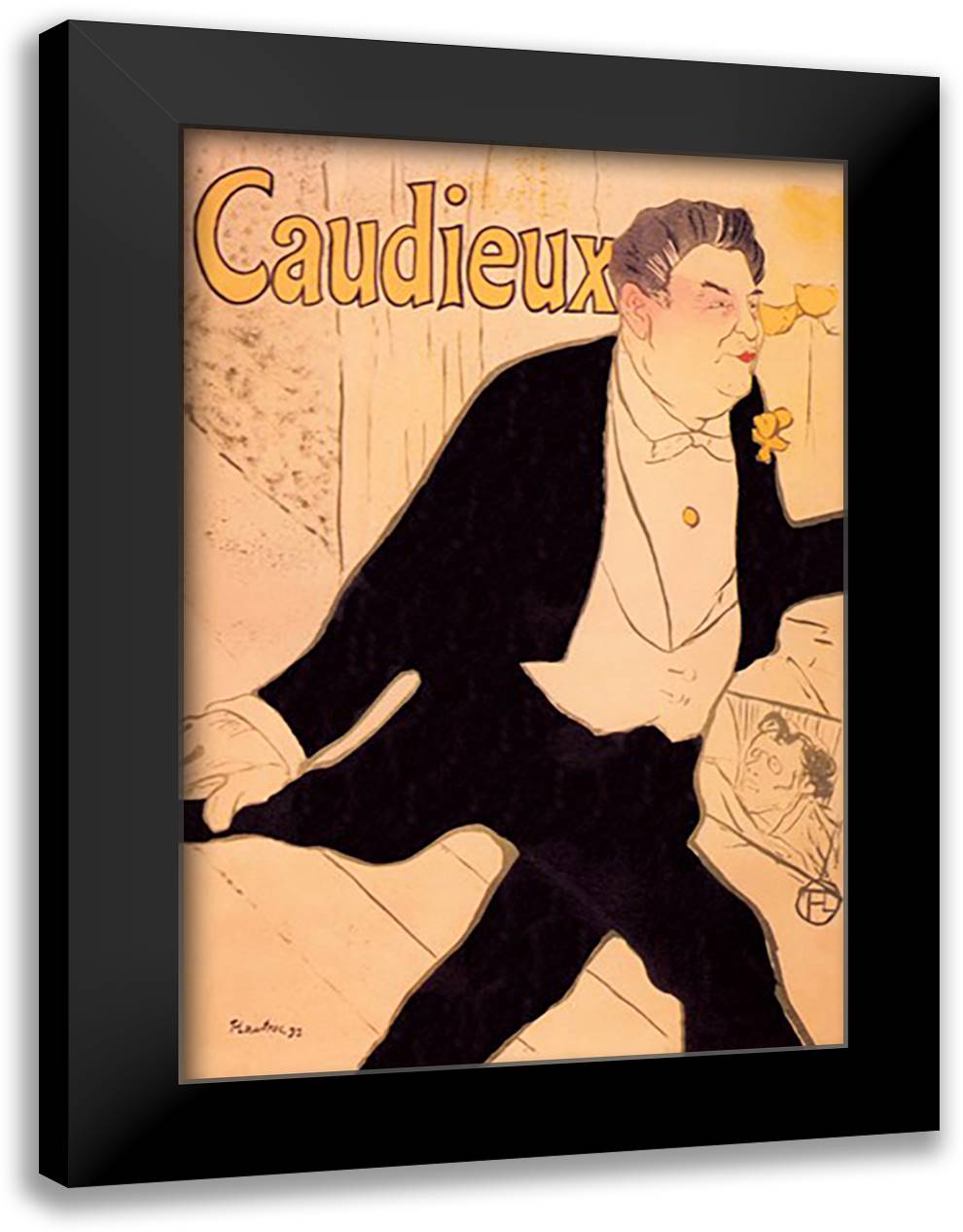 Caudieux 16x22 Black Modern Wood Framed Art Print Poster by Toulouse-Lautrec, Henri de