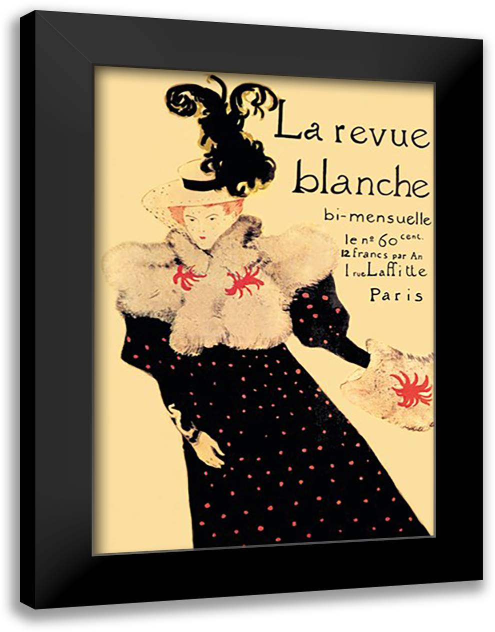 Revue Blanche 16x22 Black Modern Wood Framed Art Print Poster by Toulouse-Lautrec, Henri de