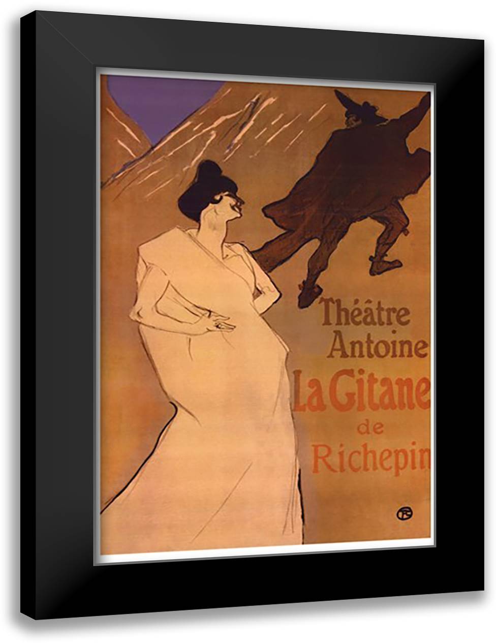Gitane de Richepin: Theatre Antoine 16x22 Black Modern Wood Framed Art Print Poster by Toulouse-Lautrec, Henri de