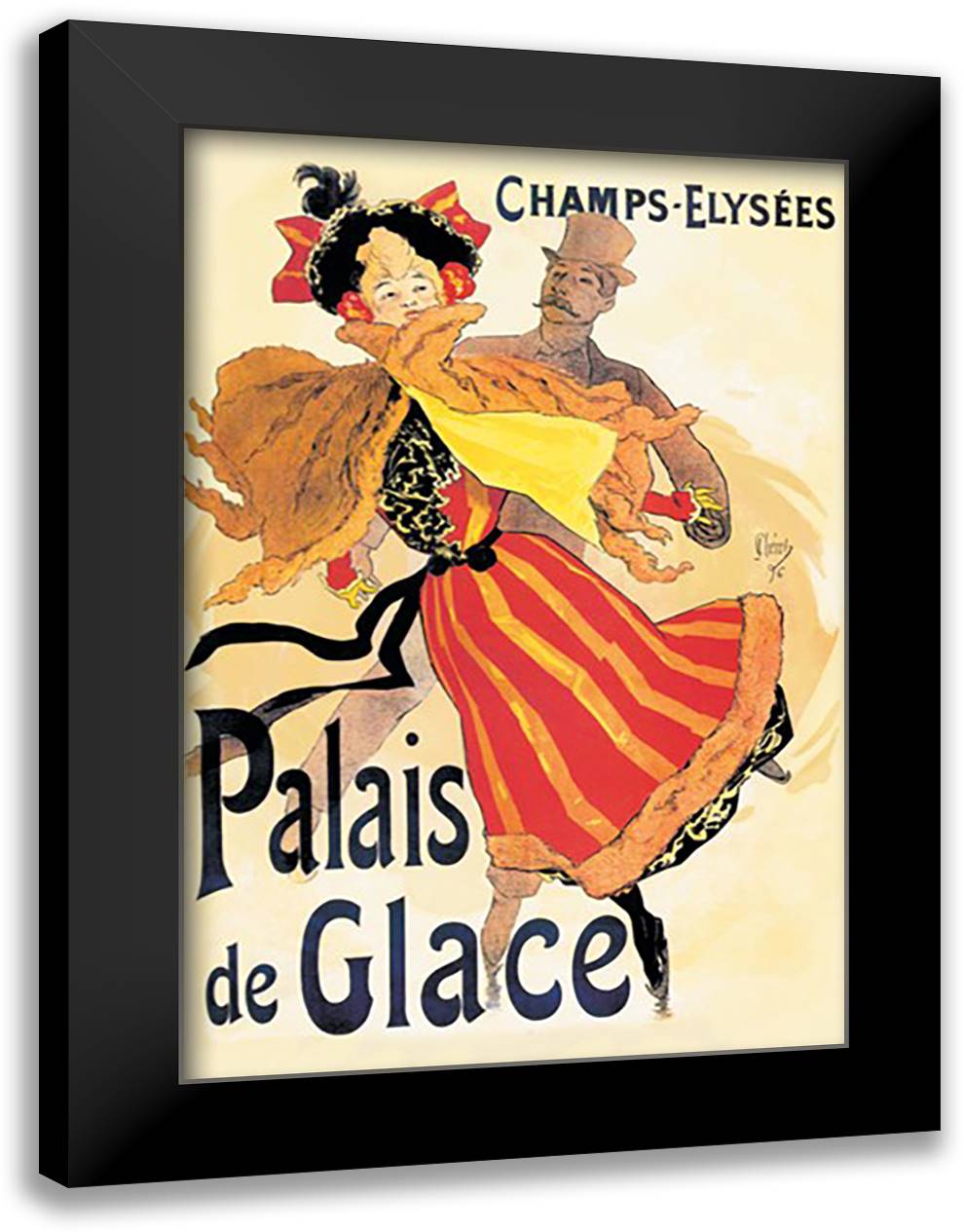 Champs-Elysees: Palais de Glace 16x22 Black Modern Wood Framed Art Print Poster by Cheret, Jules