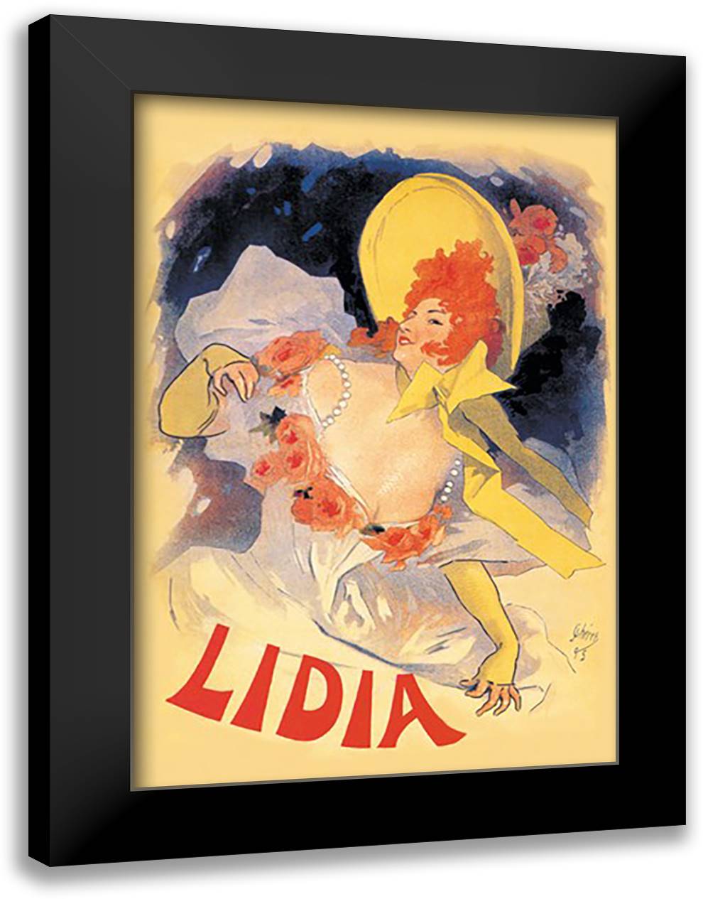 Lidia 16x22 Black Modern Wood Framed Art Print Poster by Cheret, Jules