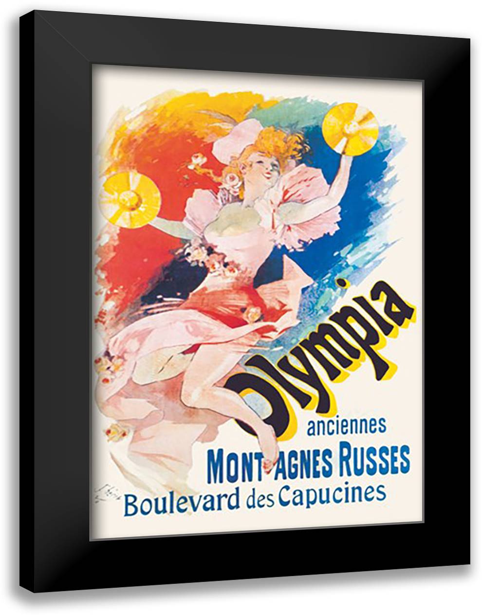 Olympia 16x22 Black Modern Wood Framed Art Print Poster by Cheret, Jules