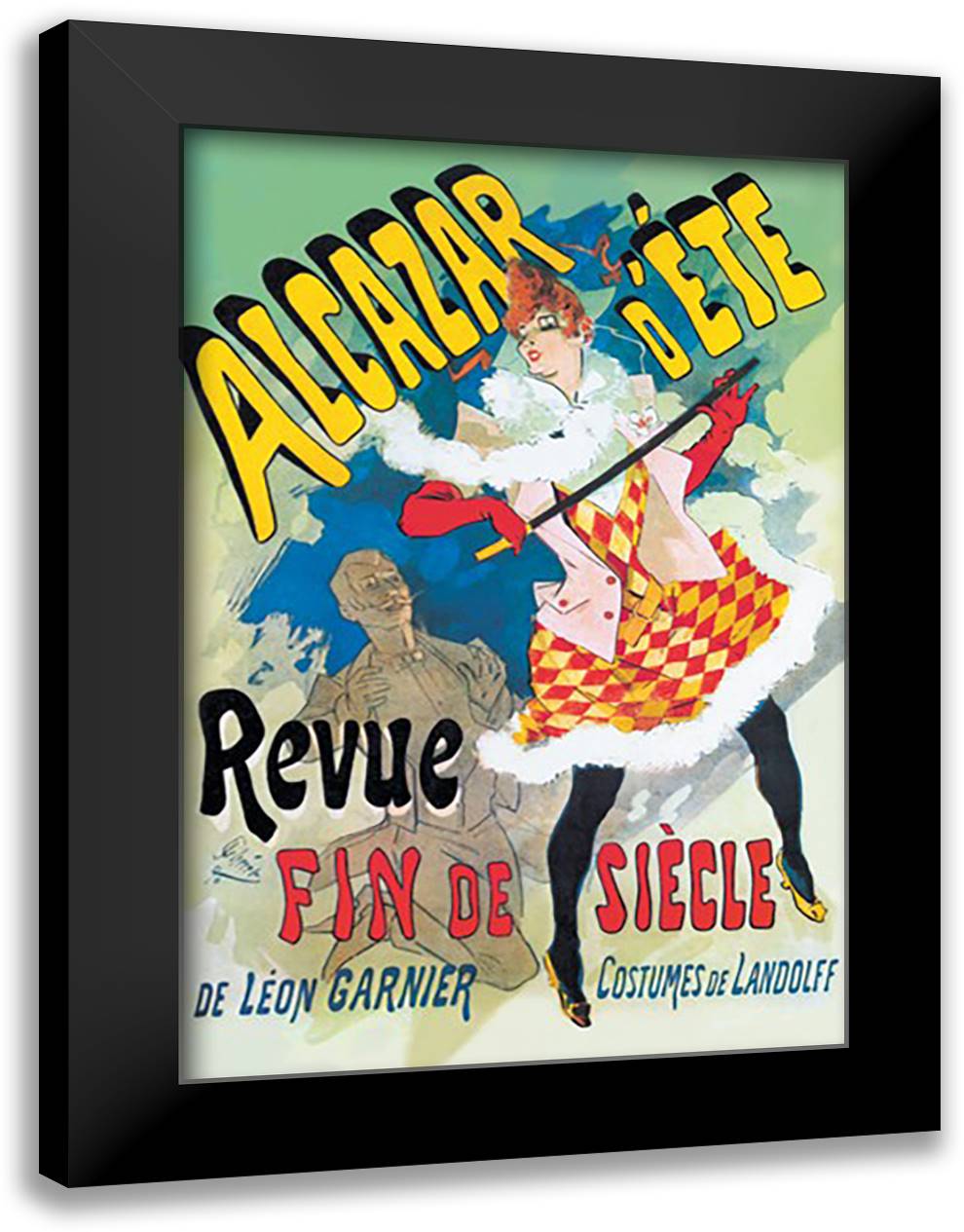 Alcazar d'Ete: Revue Fin de Siecle 16x22 Black Modern Wood Framed Art Print Poster by Cheret, Jules