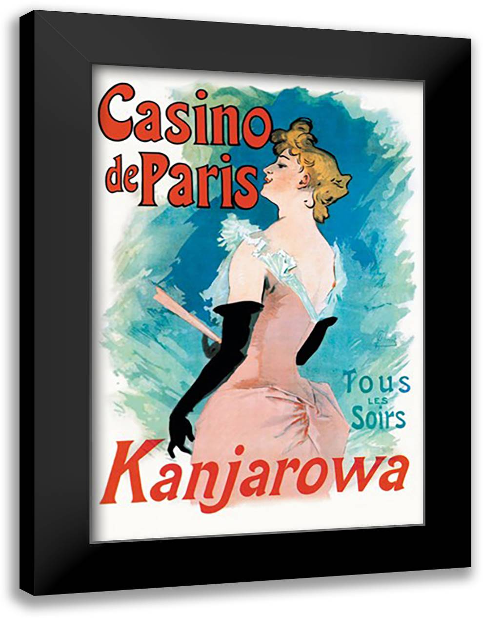 Kanjarowa: Casino de Paris 16x22 Black Modern Wood Framed Art Print Poster by Cheret, Jules